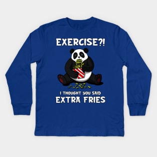 Panda Bear Exercise I Thought You Said Extra Fries Kids Long Sleeve T-Shirt